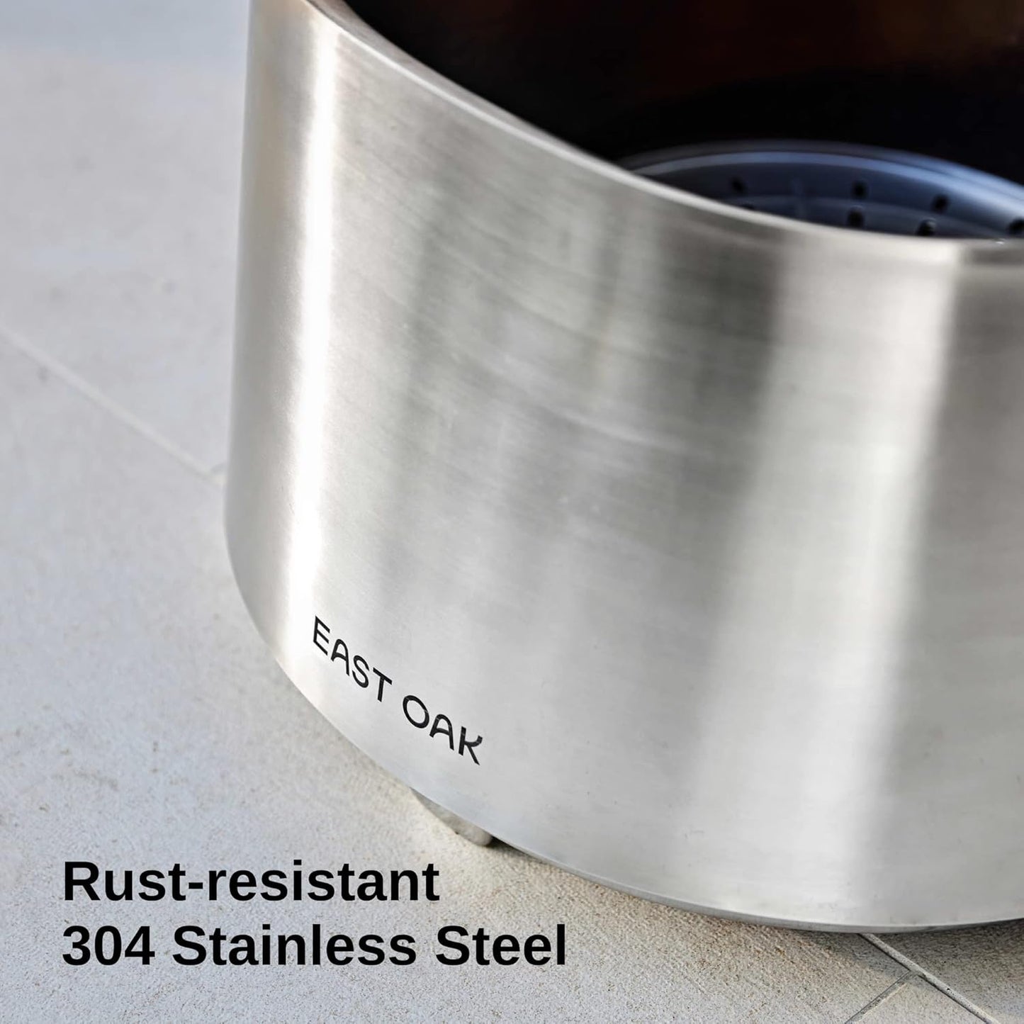 Camber Smokeless Fire Pit 29", Stainless Steel Fire Pits for outside Large Wood Burning Firepit with Poker & Removable Ash Pan, Portable Bonfire Pit for Patio, Backyard, Chisel Steel