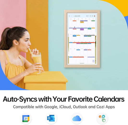 Digital Calendar: Electronic Calendar, Smart Touchscreen Interactive Display for Chore Chart, Family Schedules Planner, Supports All Apps via Google Play (Yellow, 21.5-Inch)