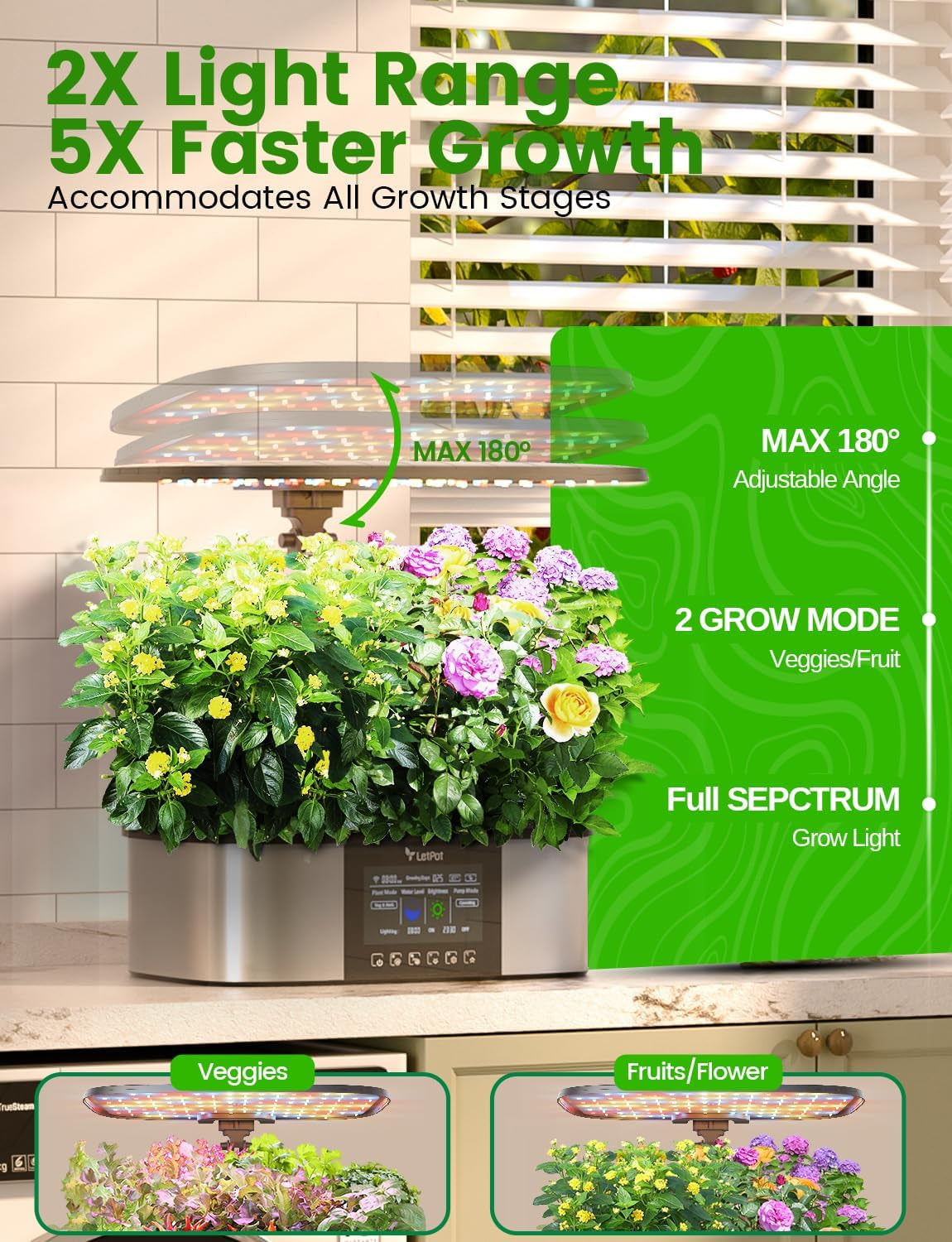Lph-Max Hydroponics Growing System Kit, 21 Pods APP & Wifi Automatic Controlled Smart Indoor Garden with 36W LED Grow Light, Auto Drip Irrigation Kits, Self-Managed Nurturing & Watering