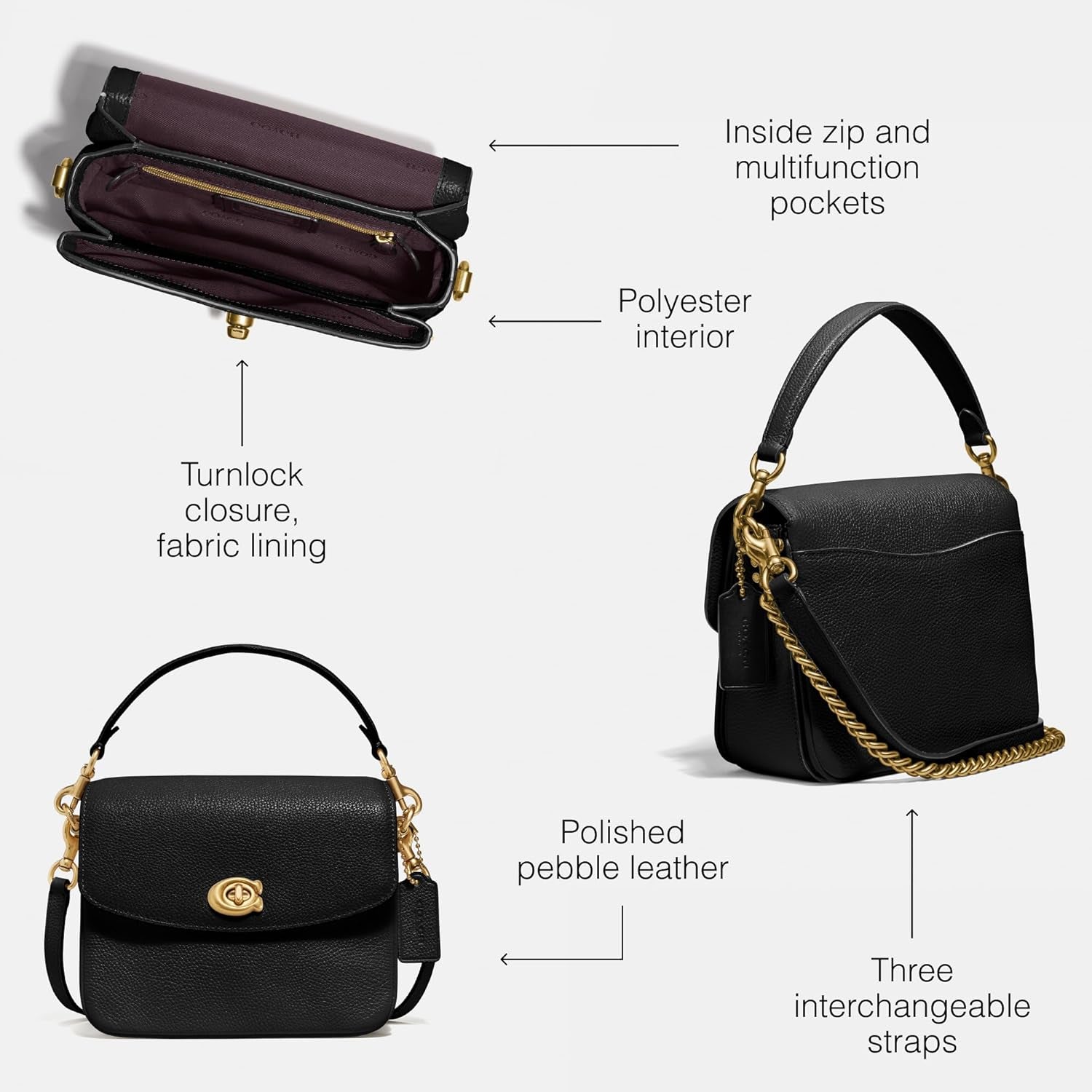 Polished Pebbled Leather Cassie Crossbody 19