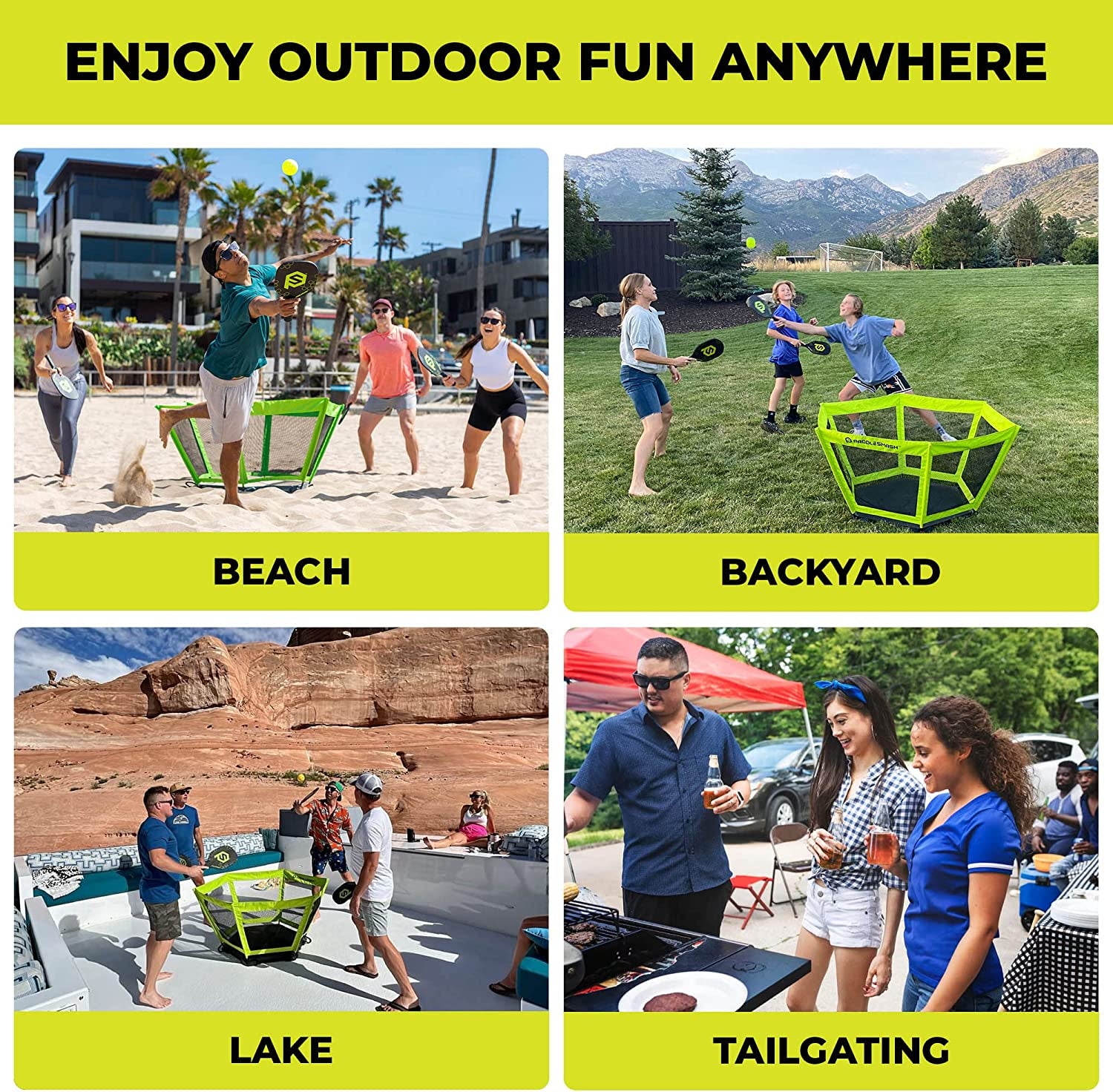 Pickleball Yard Game as Seen on Shark Tank - Beach, Backyard, Tailgate & Lawn, Outdoor Activities for Adults and Family - Easy Assembly