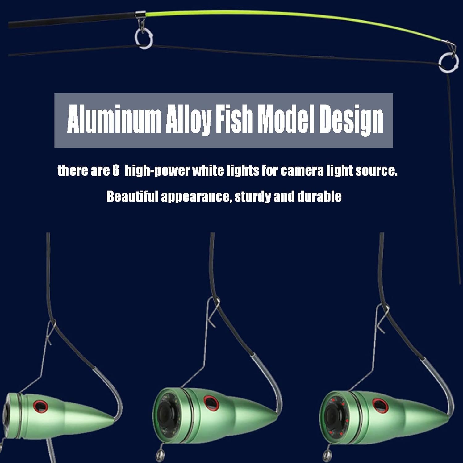 Fish Finder Kit, Underwater Fishing Camera with 4.3'' Display, Portable Video Fish Finder, Led Brightness Adjustment, Aluminum Alloy 165° View Fish Model Camera, for Lake Fishing