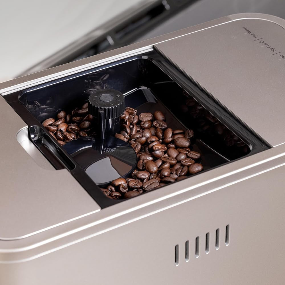 Affetto Automatic Espresso Machine + Milk Frother | Built-In & Adjustable Espresso Bean Grinder | One-Touch Brew in 90 Seconds | Steel Silver, 1.2 Liter, (C7CEBBS2RS3)