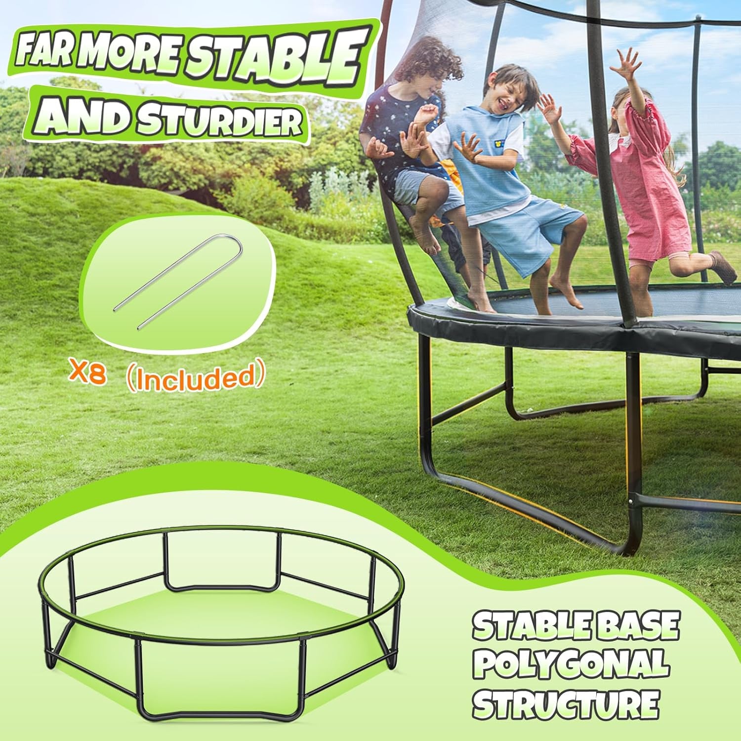8FT 10FT 12FT 14FT 15FT 16FT Recreational Trampoline with Enclosure for Kids Adults, ASTM Approved, Outdoor Trampolines with Ladder for Kids