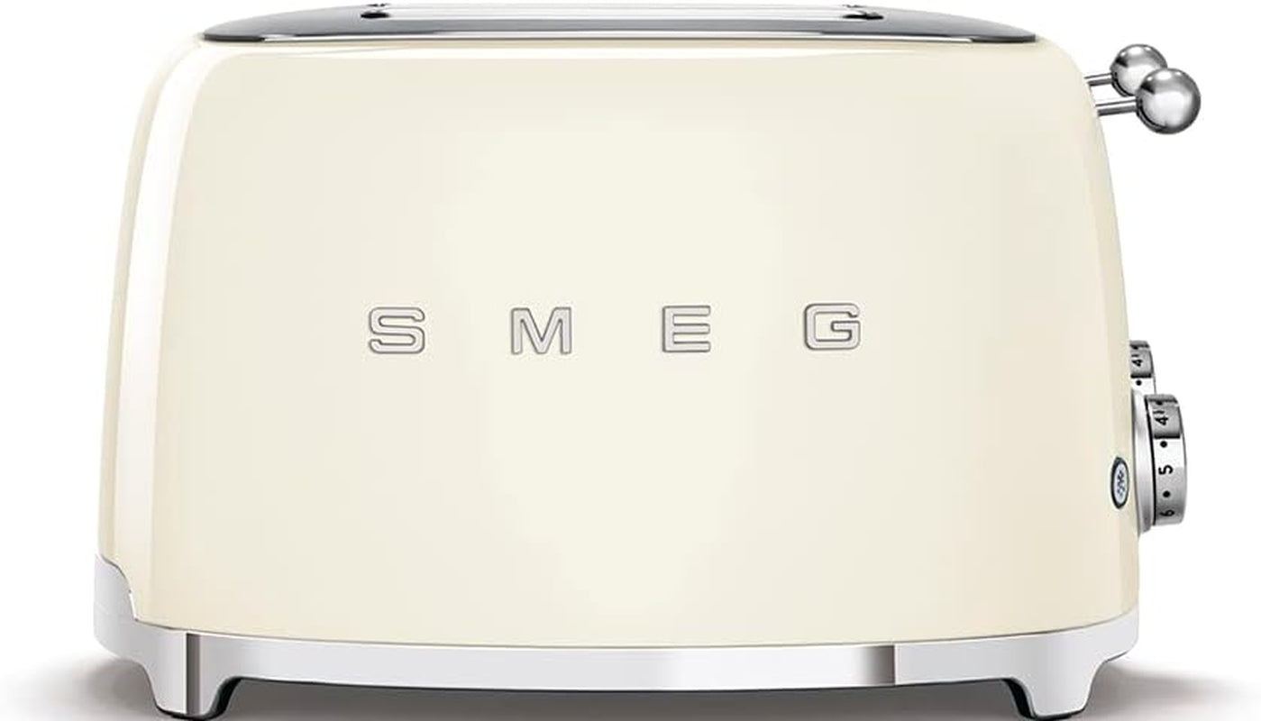 50'S Style Retro Aesthetic 4 Slice Toaster 6 Presets Extra Wide Slots Cream TSF03CRUS