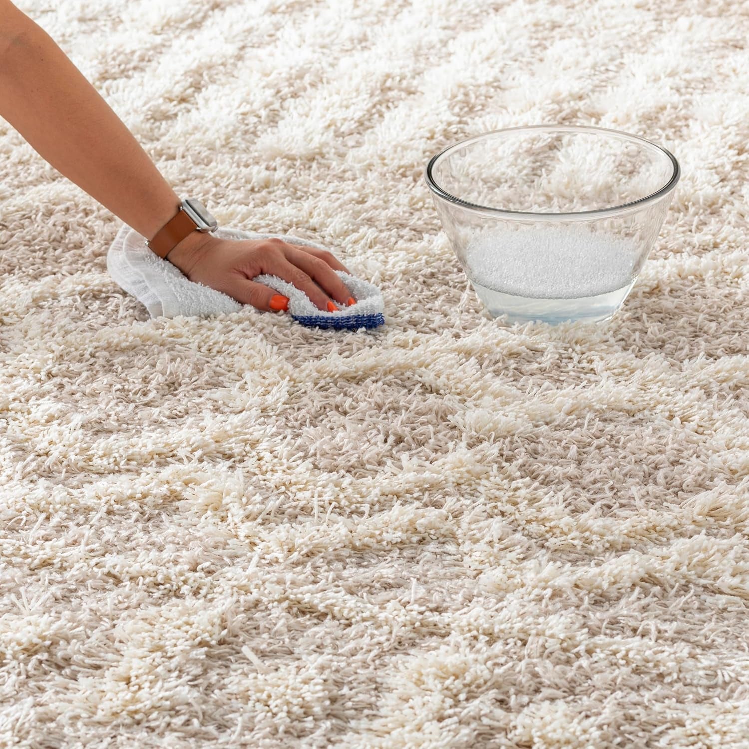 Hapsburg Moroccan Shag Area Rug, 5'3" X 7'3", Beige