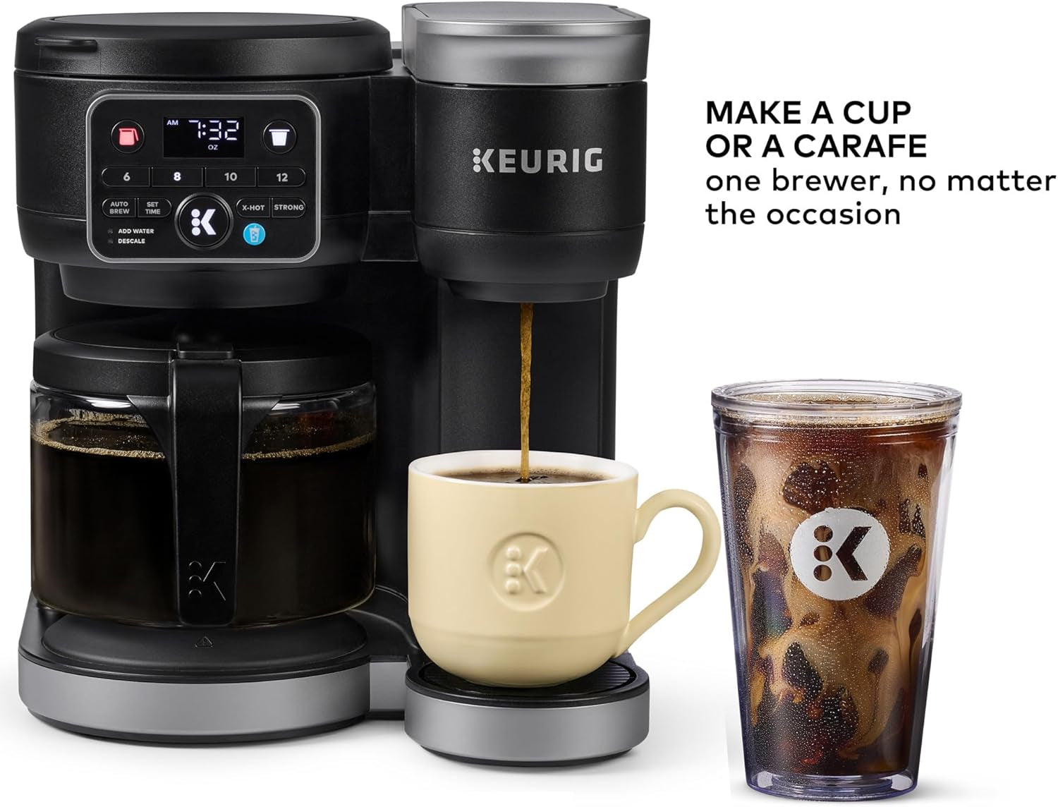 K-Duo Hot & Iced Single Serve & Carafe Coffee Maker, Multistream Technology, 72Oz Reservoir (Gen 2)
