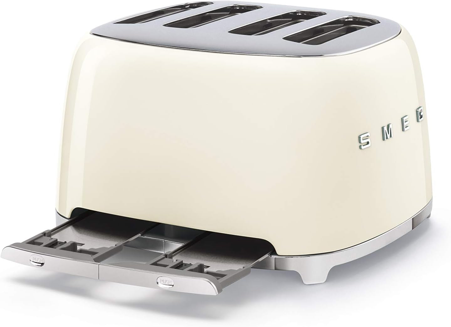 50'S Style Retro Aesthetic 4 Slice Toaster 6 Presets Extra Wide Slots Cream TSF03CRUS