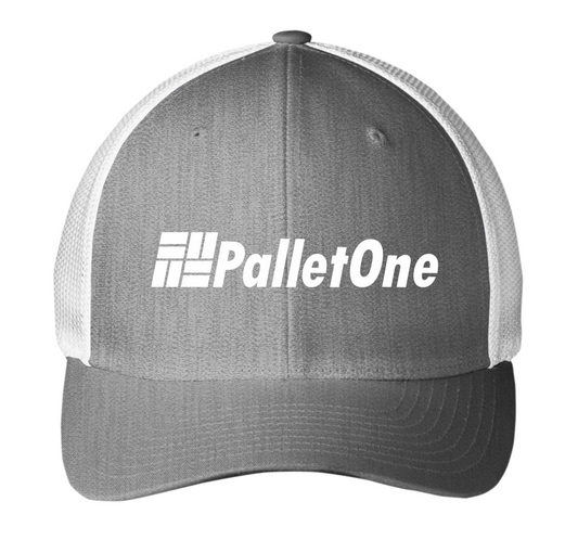 PalletOne - Flexfit Mesh Back Cap - Heather Grey/White - Full Color Logo