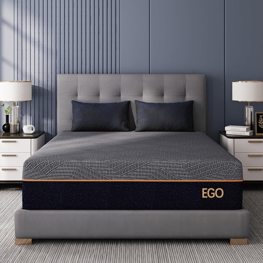 EGOHOME 12 Inch Twin Memory Foam Mattress for Back Pain, Cooling Copper Gel Bed in a Box, Foam Made in USA, Certipur-Us Certified, Therapeutic Medium Firm, Daybed 38X75X12 Black