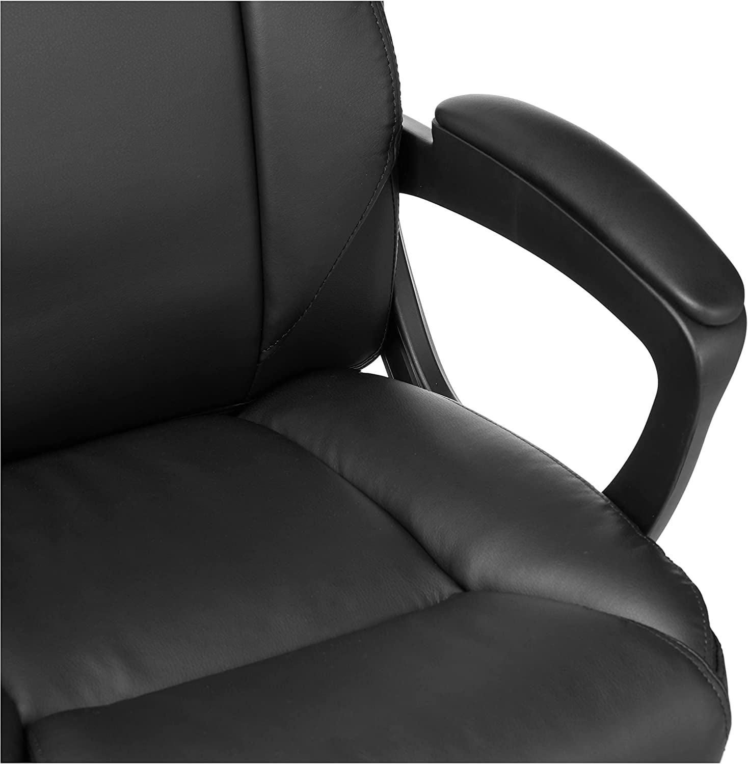Classic Puresoft PU Padded Mid-Back Height Adjustable Office Computer Desk Chair with Armrest, 26"D X 23.75"W X 42"H, Black