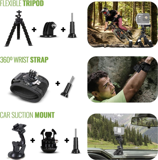 HERO12 (Hero 12) Black - Waterproof Action Camera with 5.3K HDR Video, 27MP Photos, 1/1.9" Image Sensor, Live Streaming, Webcam, Stabilization + 64GB Card & 50 Piece Accessory Kit - Bundle
