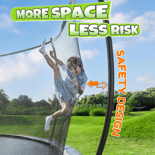 8FT 10FT 12FT 14FT 15FT 16FT Recreational Trampoline with Enclosure for Kids Adults, ASTM Approved, Outdoor Trampolines with Ladder for Kids