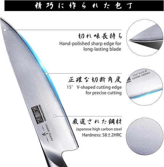 16-Piece Knife Set, Japanese High Carbon Stainless Steel Kitchen Knife Set, Ultra Sharp Chef Knife Block Set with Sharpener