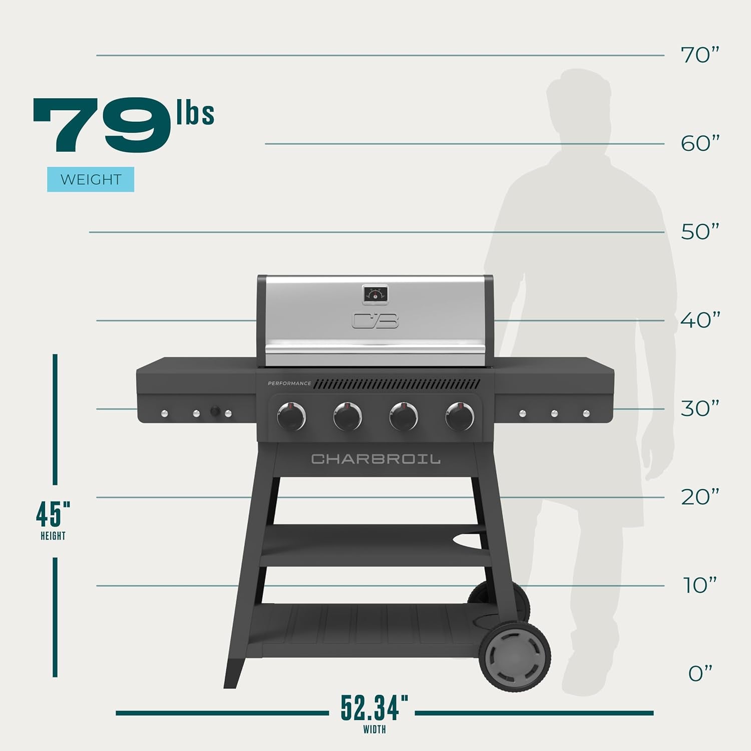 Performance Series 4-Burner Gas Grill Cart, Gray - 463253825