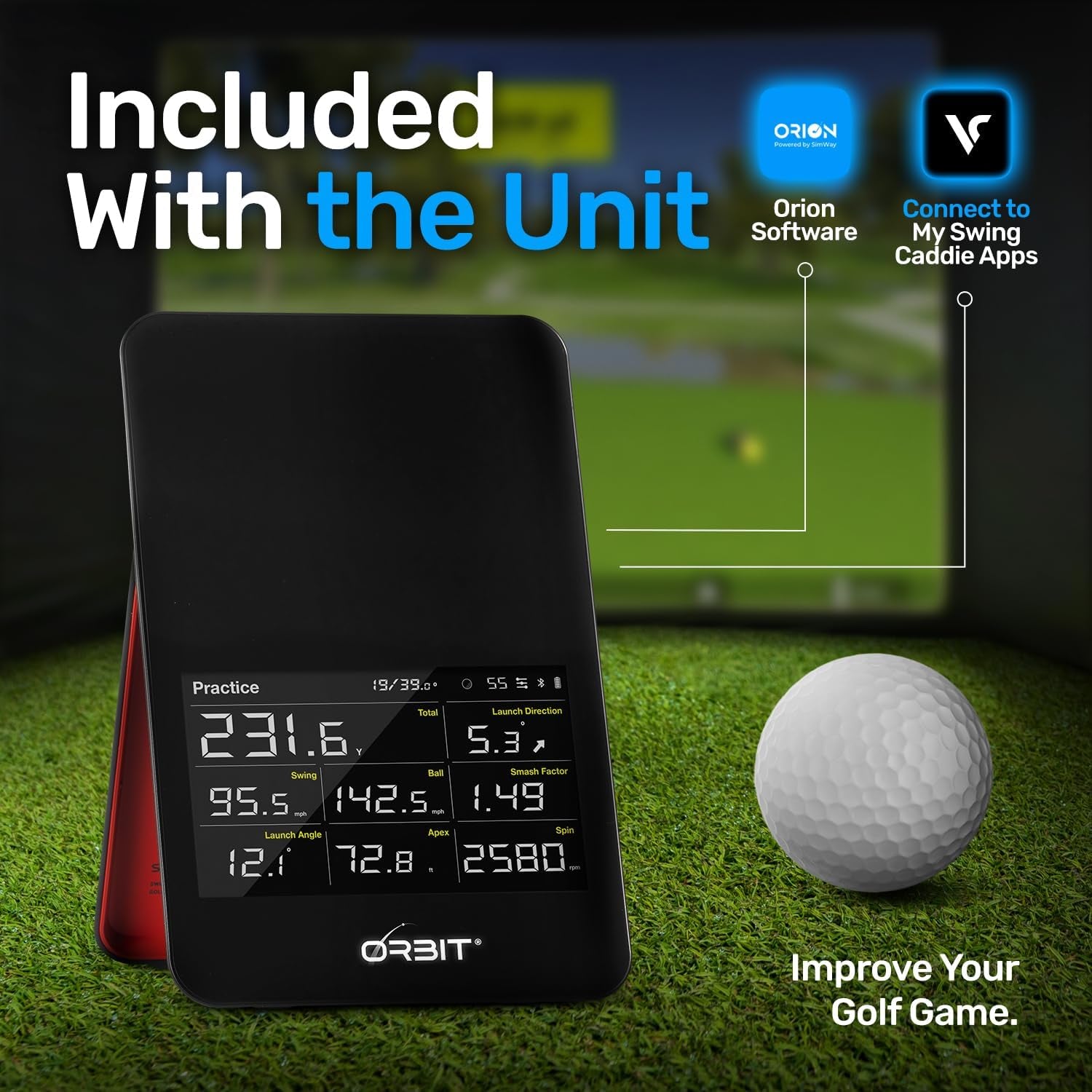 Orbit Golf Simulator and Launch Monitor Golf Simulators for Home with Orion Software - Golf Launch Monitor - 20 Courses and 3 Practice Ranges Included