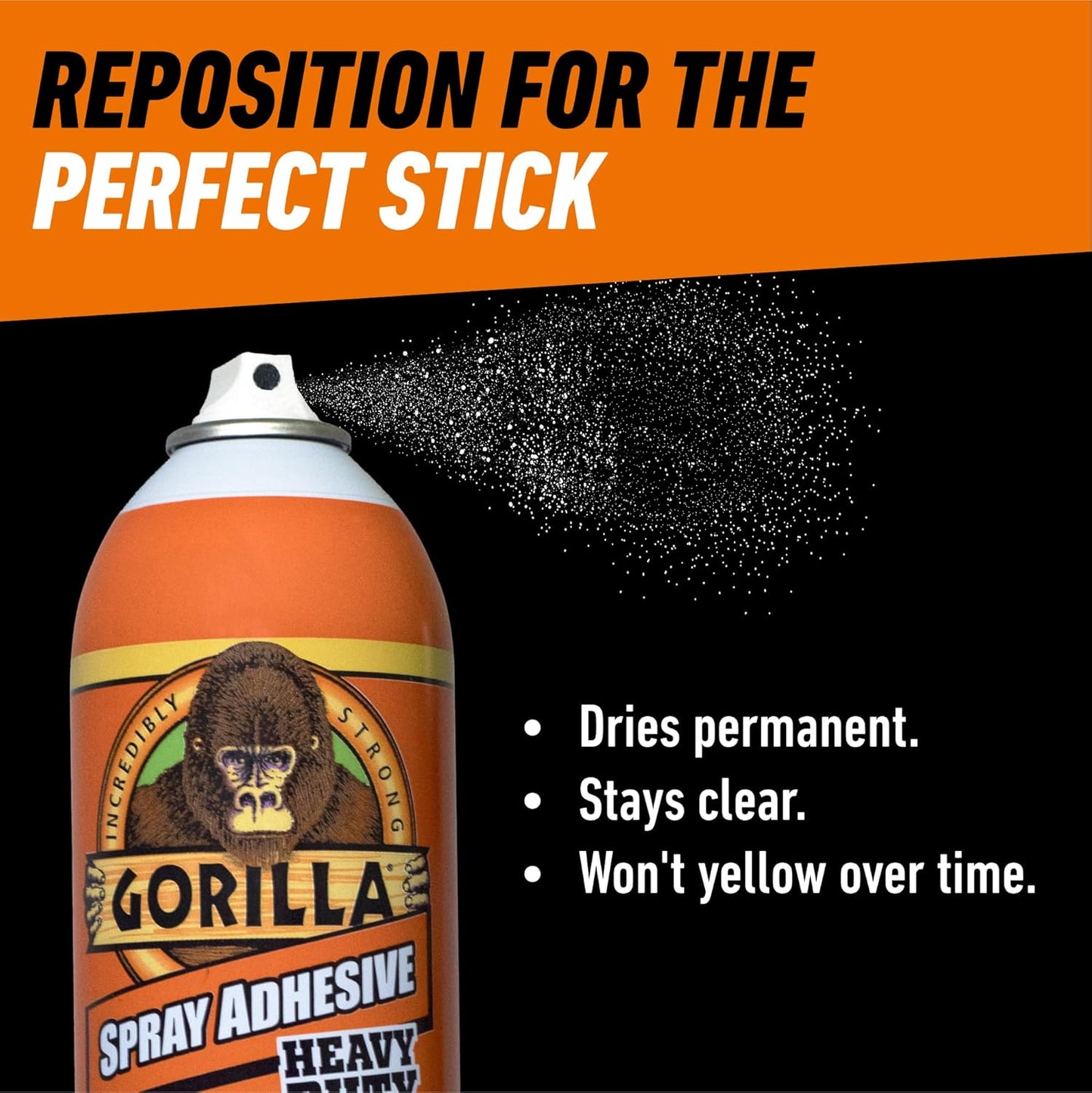 Heavy Duty Spray Adhesive, Clear Glue, 14 Ounce (Pack of 1) - All Purpose with Comfort Nozzle for Indoor or Outdoor