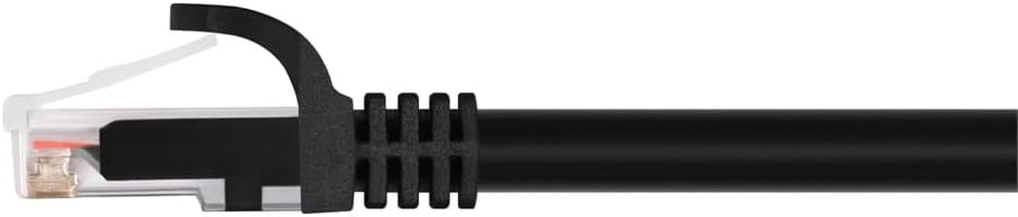 Cat5E Ethernet Patch Cable - Snagless RJ45, 24AWG Stranded Pure Bare Copper Wire, 350Mhz, UTP, 14 Feet, Black - Flexboot Series