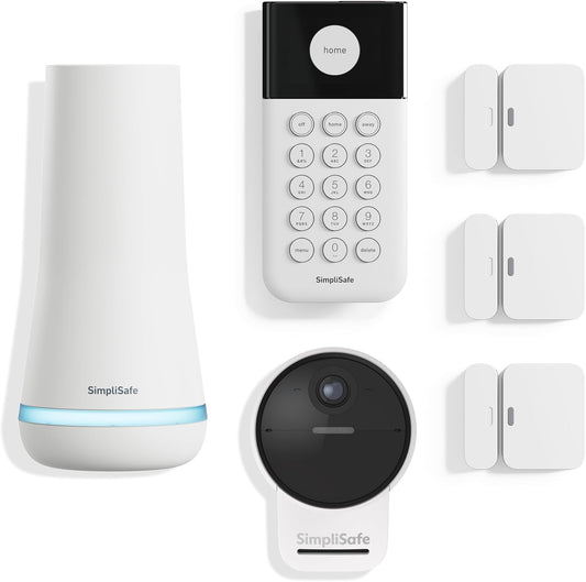 6 Piece Wireless Home Security System with Outdoor Camera - Optional 24/7 Professional Monitoring - No Contract - Compatible with Alexa and Google Assistant