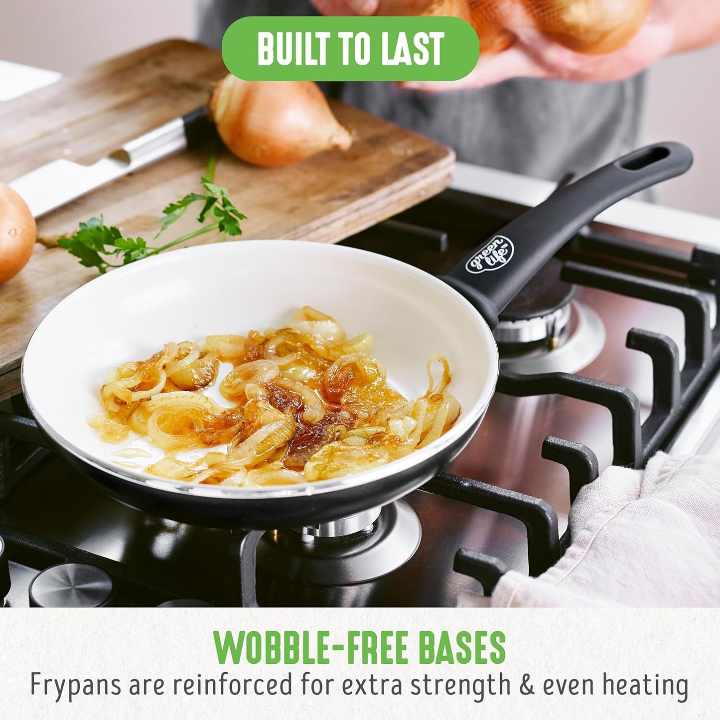 16 Piece Nonstick Cookware Set, Soft Grip Non-Toxic Pfas-Free Ceramic Pots & Pans, Dishwasher & Oven Safe, Frying, Sauce, Utensils, Glass Lids, Stay-Cool Handles, Wobble Free, Black & Cream