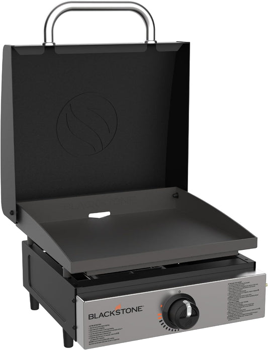 1814 Stainless Steel Propane Gas Portable, Flat Top Griddle Frill Station for Kitchen, Camping, Outdoor, Tailgating, Tabletop, Countertop – Heavy Duty & 12, 000 Btus, 17 Inch, Black