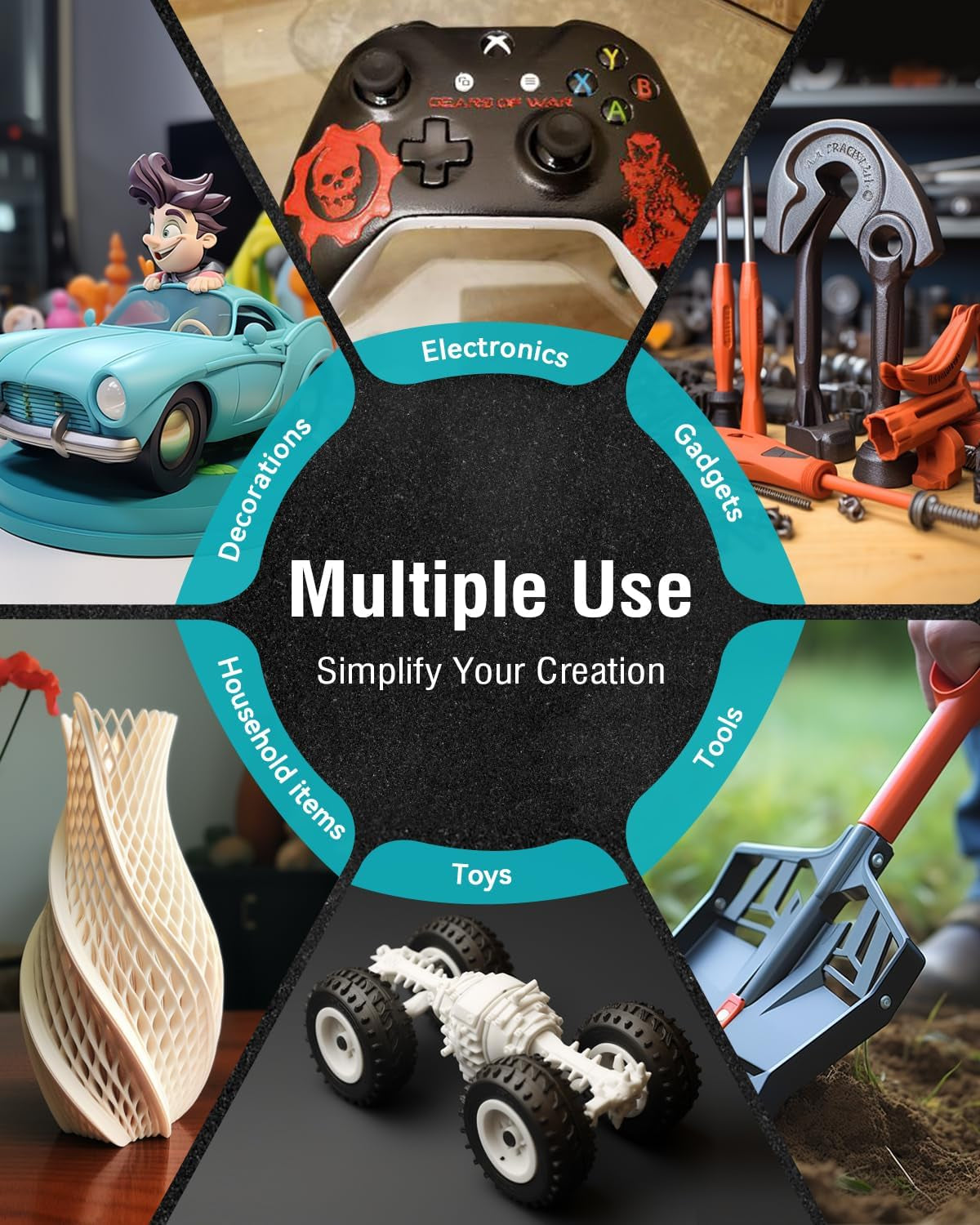 ABS Filament 1.75Mm 3D Printer Filament, Highly Resistant Durable, Heat Resistance, Excellent Toughness, Compatible with 99% FDM 3D Printers, 1Kg Spool (2.2Lbs), Black