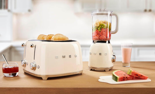 50'S Style Retro Aesthetic 4 Slice Toaster 6 Presets Extra Wide Slots Cream TSF03CRUS