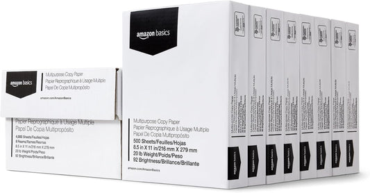 Multipurpose Copy Printer Paper, 20 Lb, 8.5 X 11 Inches, 8 Reams (4,000 Sheets), 92 Bright, White