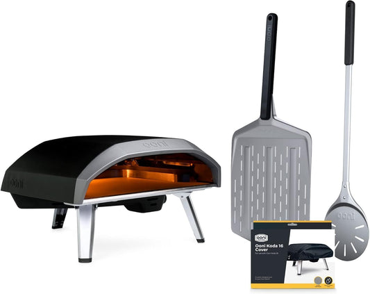 Koda 16 Gas Pizza Oven - Ultimate Pizza Oven Bundle - Includes 14" Perforated Pizza Peel, Turning Peel and Koda 16 Cover
