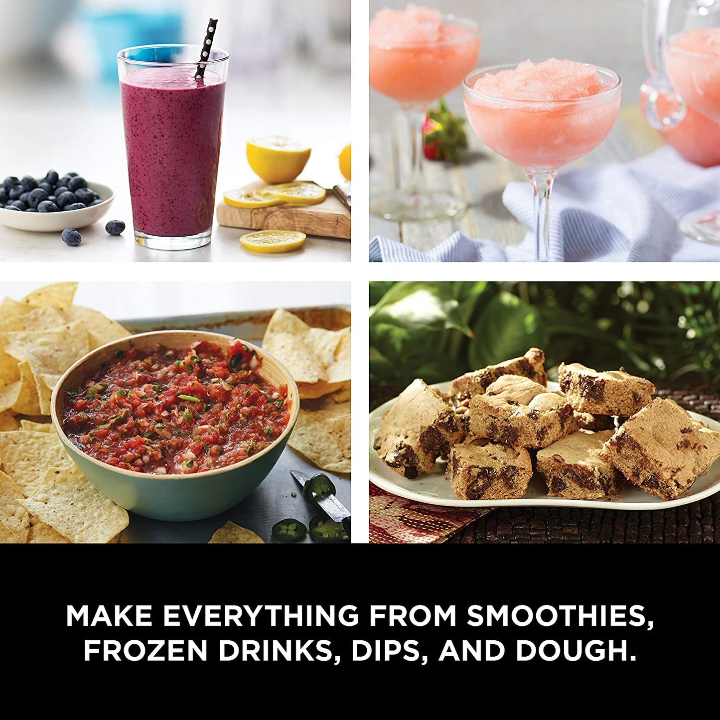 Blender, Mega Kitchen System, 1500W, 4 Functions for Smoothies, Processing, Dough, Drinks & More, with 72 Blender Pitcher, 64 Processor Bowl, 2 Nutri Cups + Lids, Black, BL770