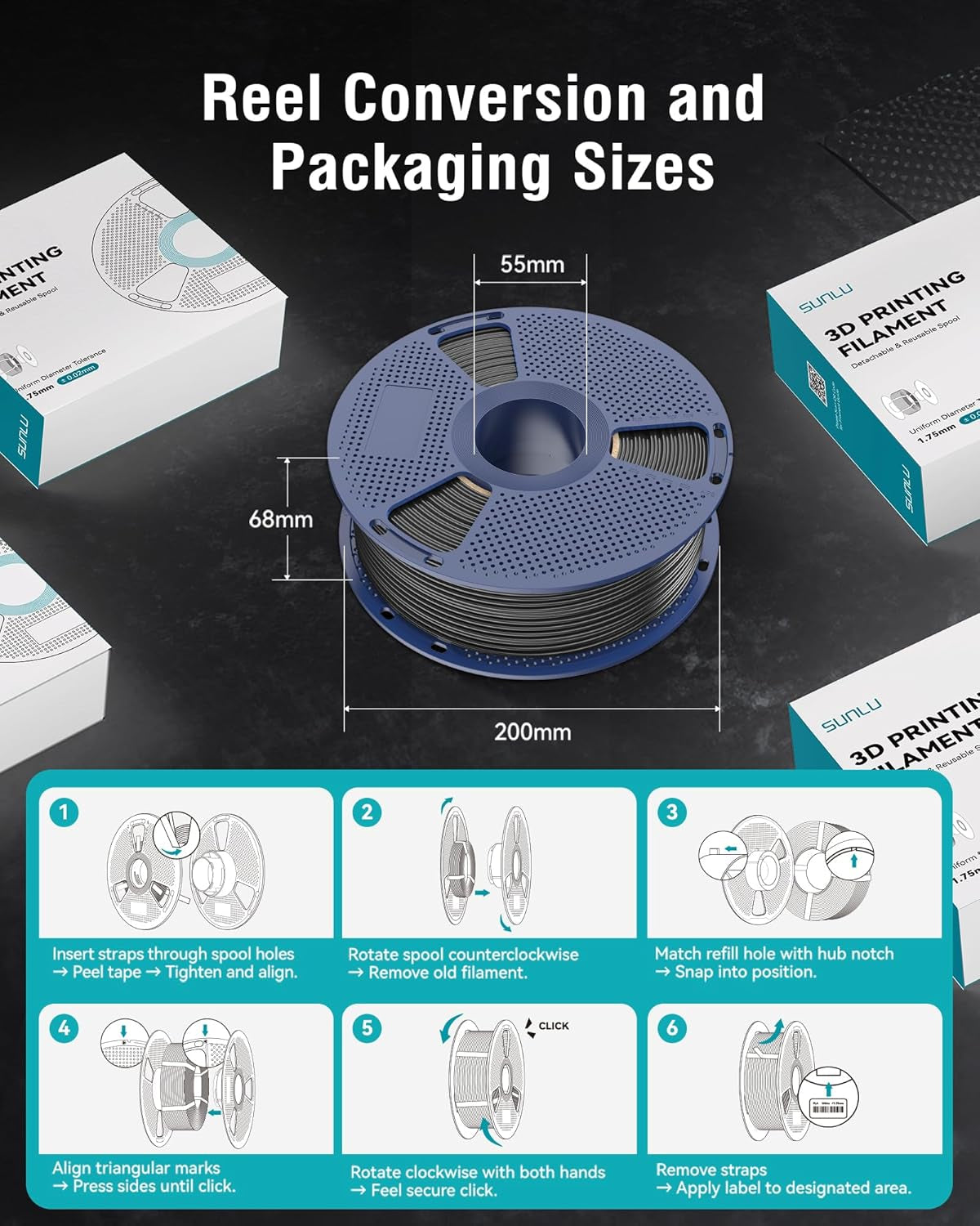 ABS Filament 1.75Mm 3D Printer Filament, Highly Resistant Durable, Heat Resistance, Excellent Toughness, Compatible with 99% FDM 3D Printers, 1Kg Spool (2.2Lbs), Black