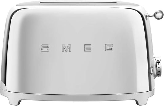 SMEG 2 Slice Toaster with 6 Presets and Defrost Function and Removable Crumb Tray TSF01SSUS, Stainless Steel 2-Wide Slots, 6 Browning Levels, Bagel, Reheat & Defrost, Self-Centering Slots, Easy