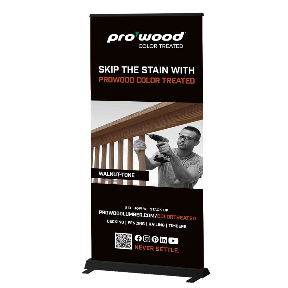 ProWood Pullup Color Treated Walnut Tone Pull Up Banner