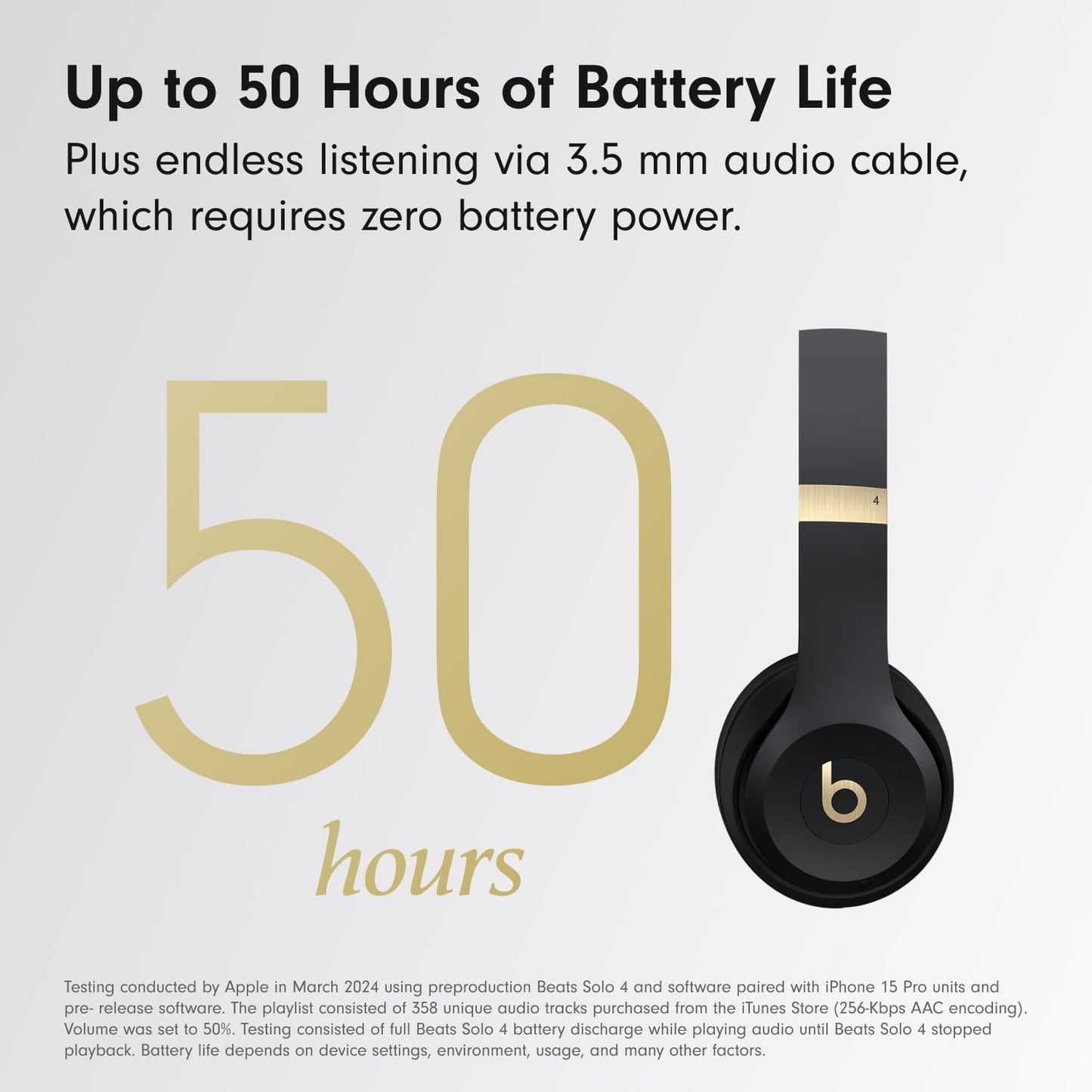 Solo 4 - Wireless Bluetooth On-Ear Headphones, Apple & Android Compatible, up to 50 Hours of Battery Life - Black & Gold