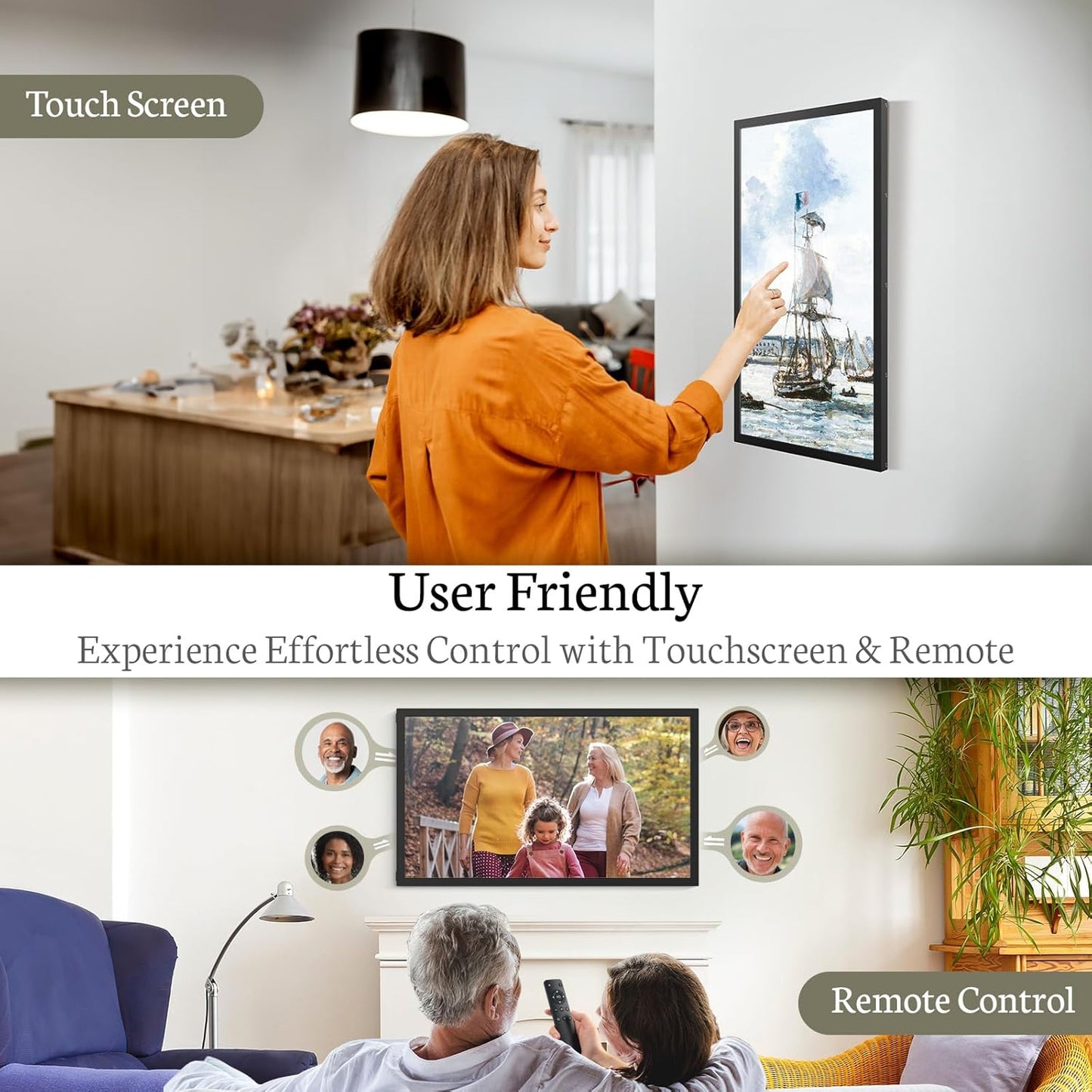 Large Digital Picture Frame 21.5 Inch, Touchscreen 1920X1080 FHD Wifi Digital Photo Frame Electronic 32GB Remote Control, Share Pictures/Videos via App/Usb/Sd Easy Setup Gifts for Mom, Black