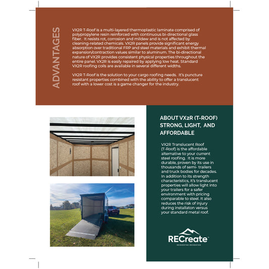 RECreate VX2R Roof Sell Sheets