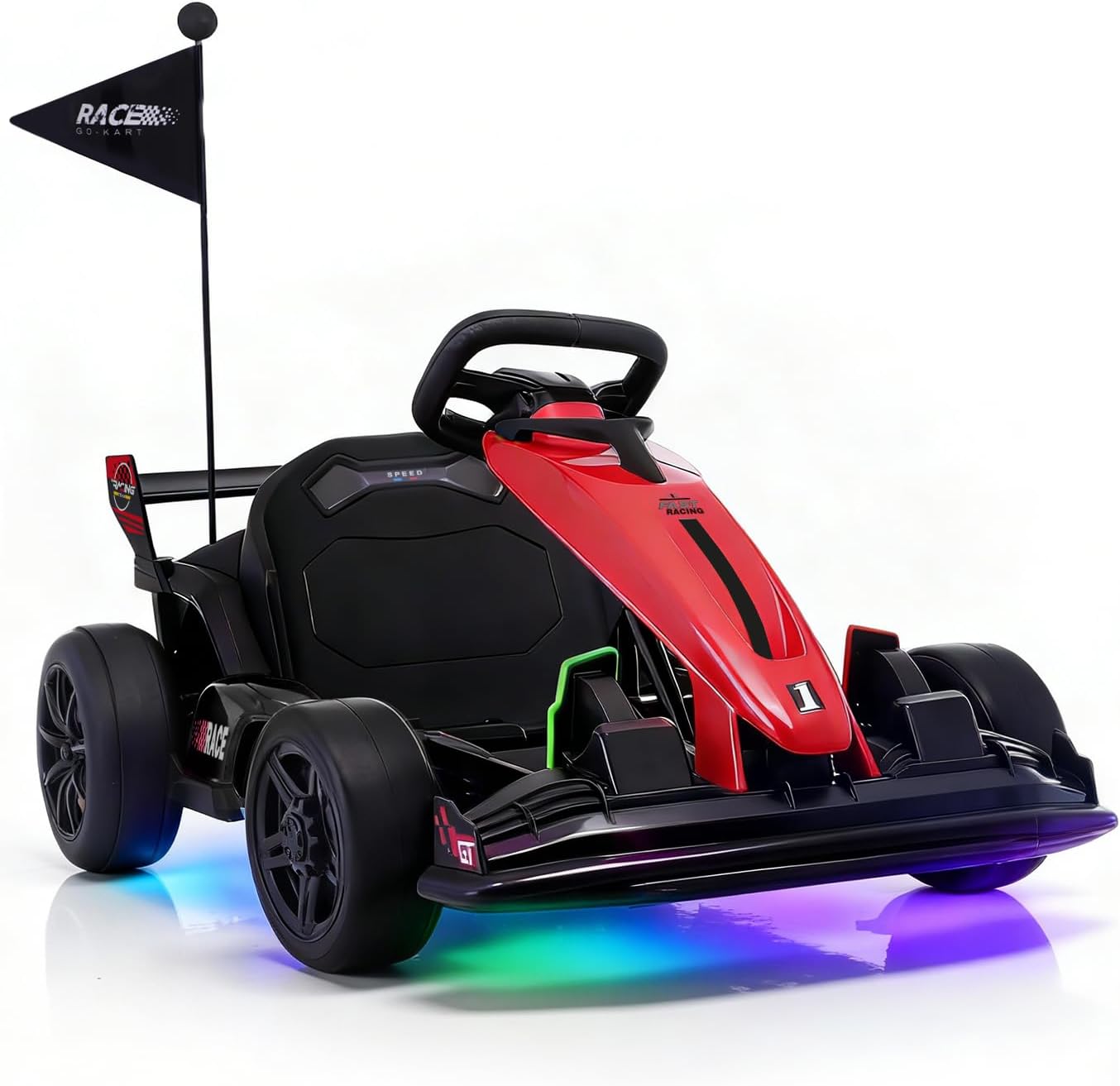 Blitzshark 36V Kids 600W Drift Kart, Powerful Electric Pedal Kart, Red Outdoor Race Toy, with 600W Strong Motor, 9AH Big Battery, EVA Tires, Drift/Sports Mode, Brake Pedal, Length Adjustment