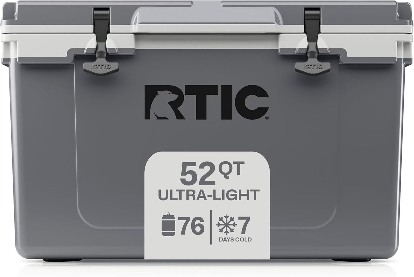 RTIC 52 QT Ultra-Light Hard Cooler Portable Ice Chest Box for Beach, Drink, Beverage, Camping, Picnic, Fishing, Boat, Barbecue, 30% Lighter Than Rotomolded