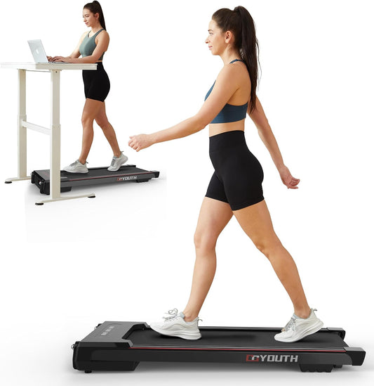 Walking Pad Treadmill, Under Desk Treadmill for Home Office, Wide Belt Compact Treadmills 300 lbs Capacity, 2.25HP Shock-Absorbing Walking Jogging Running Machine Remote Included