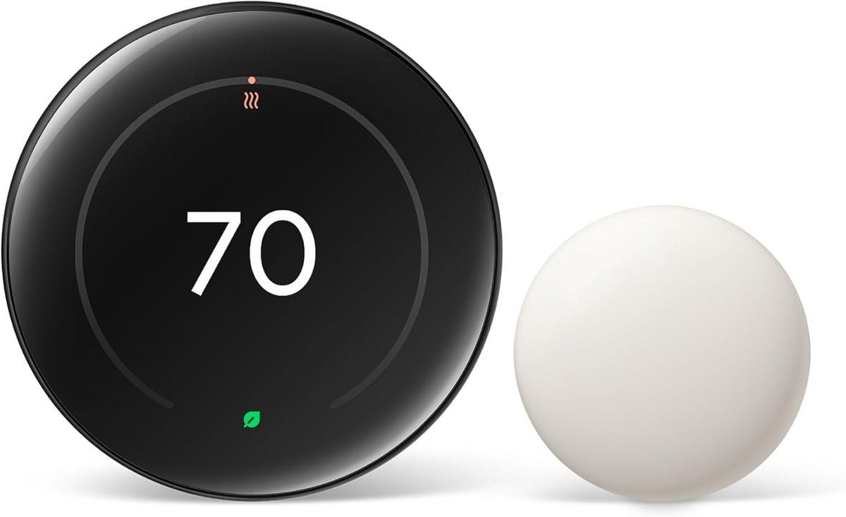 Google Nest Learning Thermostat (4th gen) + Nest Temperature Sensor (2nd gen) - Obsidian