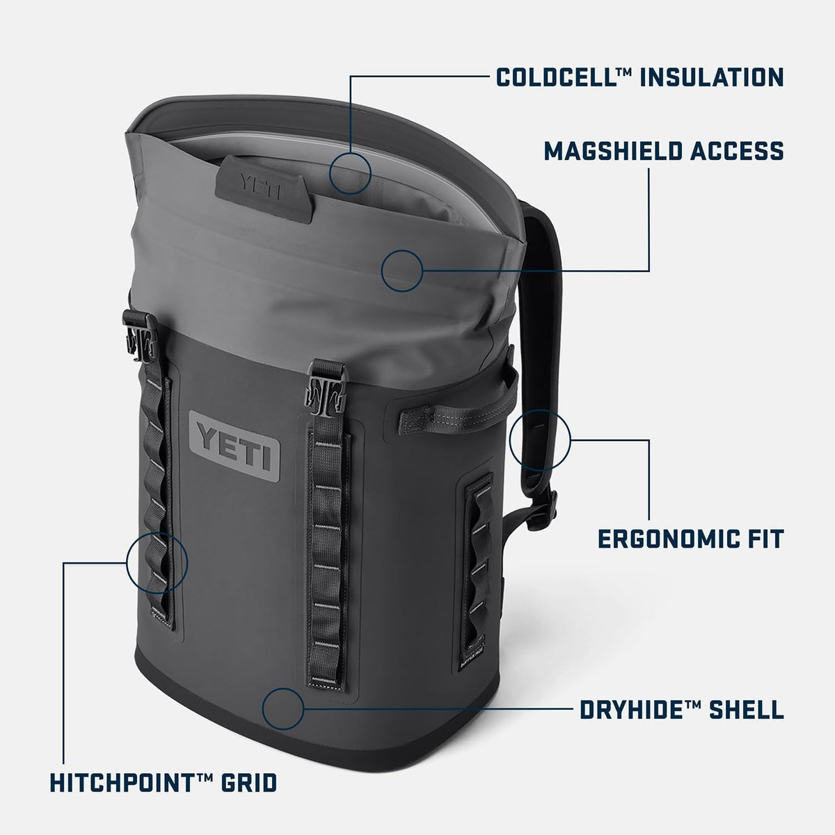 Hopper M Series Backpack Soft Sided Coolers with Magshield Access - Navy