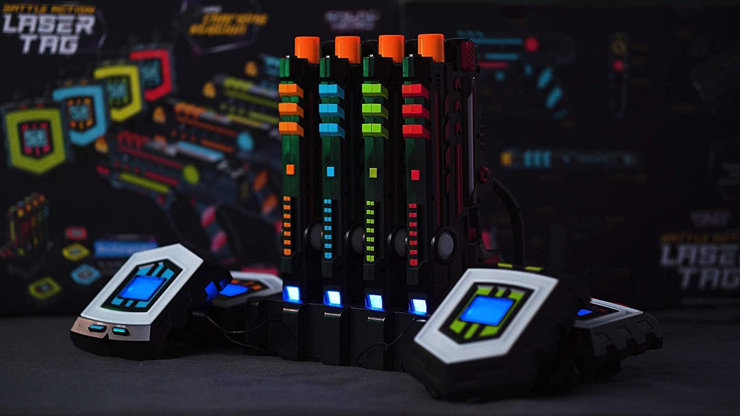 Rechargeable Laser Tag 360° Sensors + Lcds - Set of 4 - Easter Gift Ideas for Kids Teens and Adults Boys & Girls Family Fun - Cool Teenage Lazer Group Activity, Teen Gifts Ages 8+ Year Old