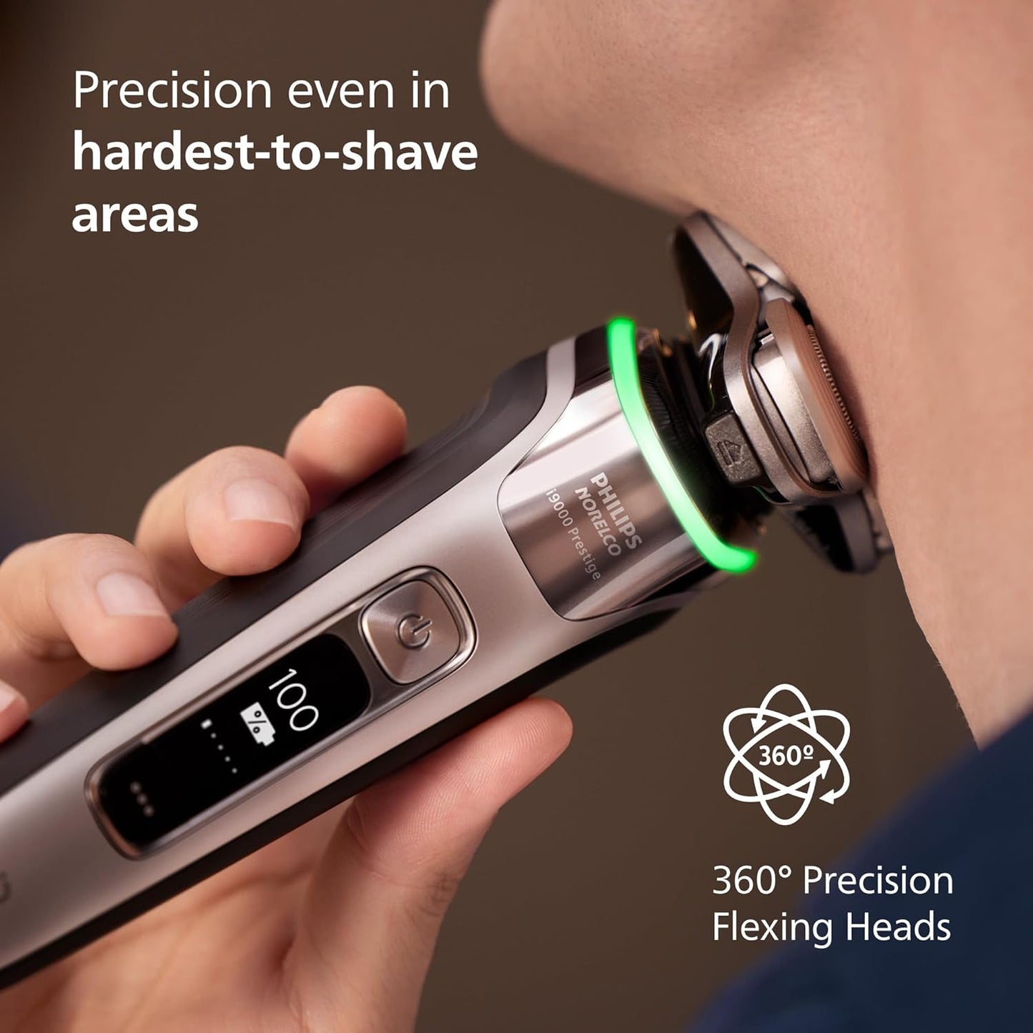 Shaver I9000 Prestige, Wet & Dry Electric Shaver, Dark Slate Nova, Senseiq Technology, Triple Lift & Cut System, 360 Rotating Dual Steelprecision Blades, Charging Stand, XP9204/85