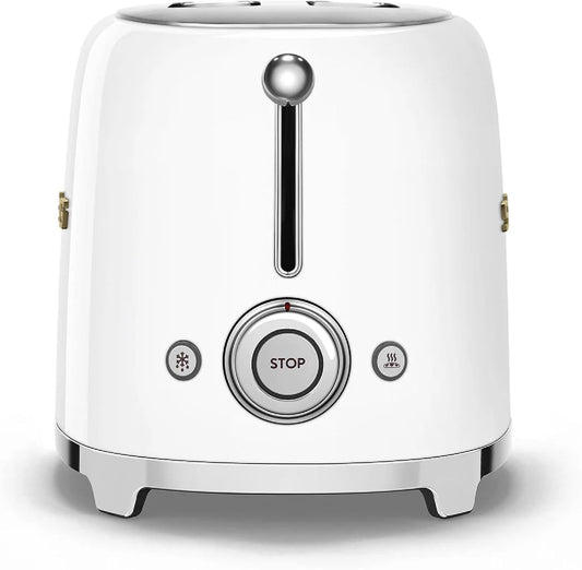 2-Slice Toaster, Stainless Steel, OVO Collection, Two Slice Toaster with 6 Presets and Removable Crumb Tray (Glossy White)