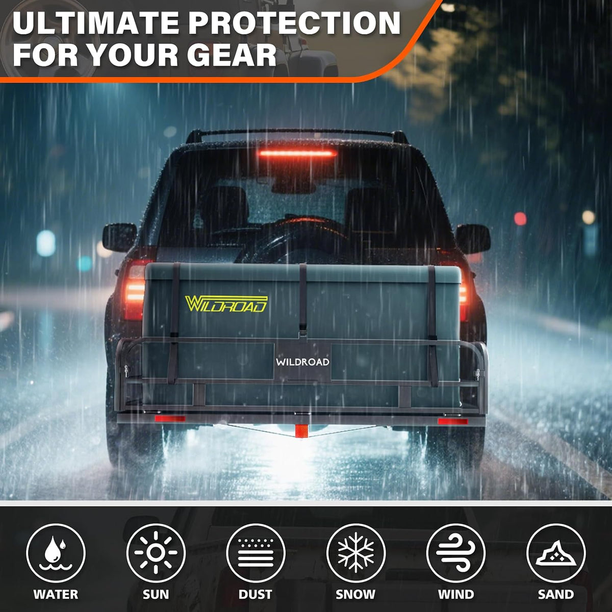Wildroad 60"x24"x14" Hitch Cargo Carrier, Fits 2" Receiver - Cargo Bag Set 500-lb Load Capacity, Heavy-Duty Steel Construction, Waterproof Cargo Bag, 14" High Side Rails, Folding Cargo Basket