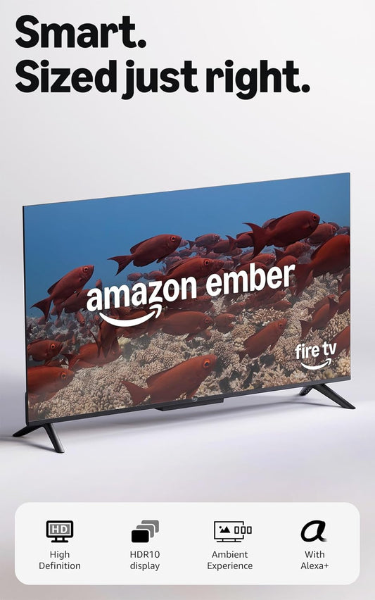 Amazon Ember 32" 2-Series with Fire TV (newest model), HD smart TV with Alexa Remote, fast streaming, Dolby Audio, Ambient Experience, free and live TV, find shows faster with Alexa+