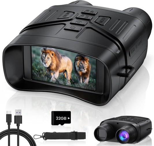 Night Vision Goggles, 4K Night Vision Binoculars for Adults 3" HD Display, 5000mAh Rechargeable Battery, 32GB TF Card Included for Wildlife, Camping & Security