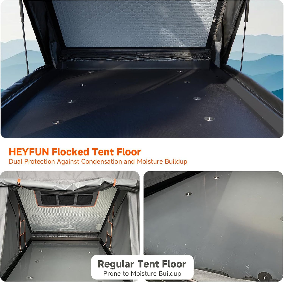 Adventurer Pro Rooftop Tent Hard Shell, 2-3 Person Aluminum Roof Top Tent Detachable Side Awning&Built-in LED Light Strip, Compatible with Truck Jeep SUV Van&Trailer, Pop Up for 4-Season Camping