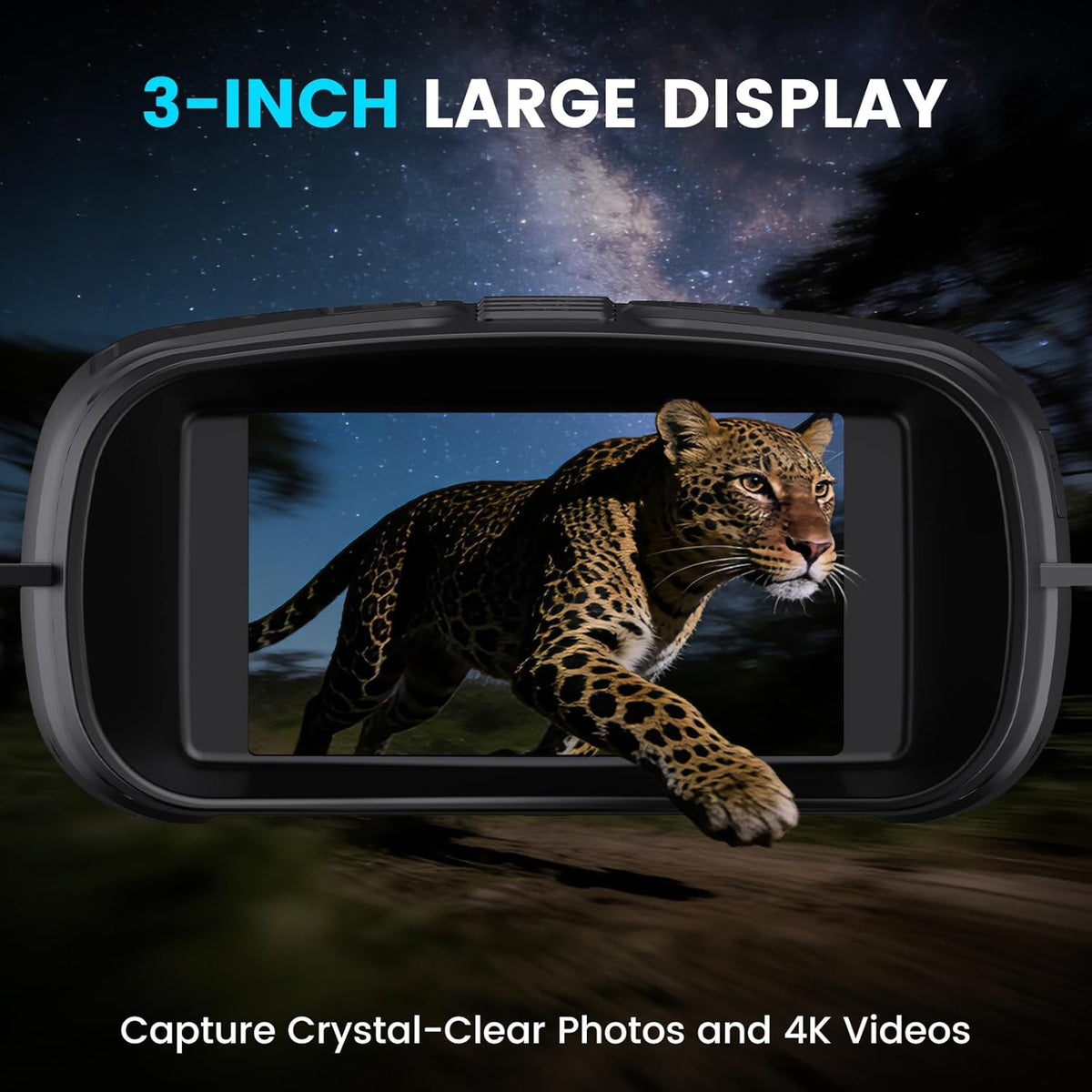 Night Vision Goggles, 4K Night Vision Binoculars for Adults 3" HD Display, 5000mAh Rechargeable Battery, 32GB TF Card Included for Wildlife, Camping & Security