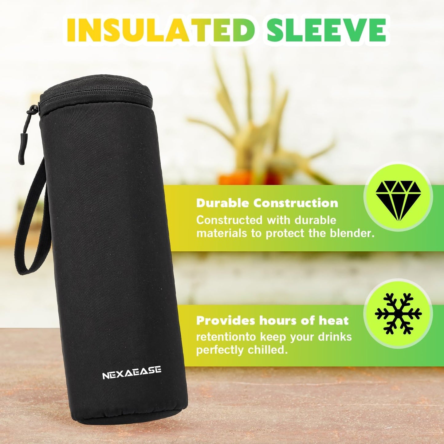 Portable Blender Personal Juicer for Shakes Smoothies with Insulated Sleeve 20 Oz Electric Protein Shaker Bottle, Travel Lid, USB-C Rechargeable, Mini Small Cordless Blender Cup for Kitchen Travel Gym